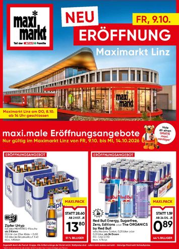 Maximarkt-Flugblatt - Maximarkt - Eröffnung Linz gültig ab 09.10. bis 14.10. - seite 1