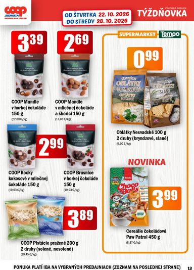 Leták COOP Jednota - COOP Jednota - Vranov nad Topľou od 22.10. do 28.10. - strana 13