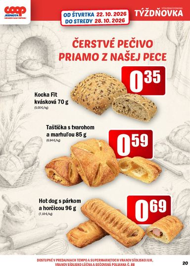 Leták COOP Jednota - COOP Jednota - Vranov nad Topľou od 22.10. do 28.10. - strana 20