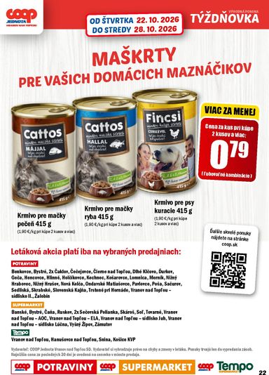 Leták COOP Jednota - COOP Jednota - Vranov nad Topľou od 22.10. do 28.10. - strana 22