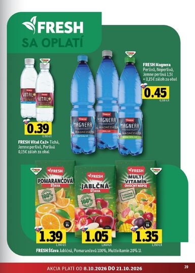 Leták FRESH - Fresh - Východné Slovensko od 08.10. do 21.10. - strana 39