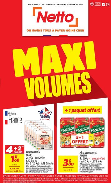 Catalogue Netto - Netto - Maxi Volumes valable dès le 27/10 au 09/11 - page 1