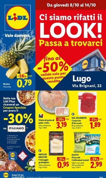 Volantino Lidl - Lidl - Ci siamo rifatti il look! - Lugo valido dal 08/10 al 14/10 - pagina 1