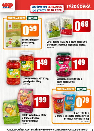 Leták COOP Jednota - COOP Jednota - Vranov nad Topľou od 08.10. do 14.10. - strana 9