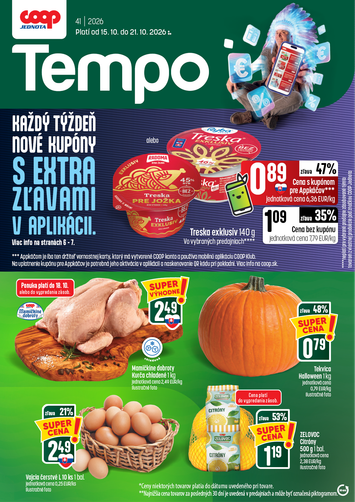 Leták COOP Jednota - COOP Jednota - Tempo od 15.10. do 21.10. - strana 1