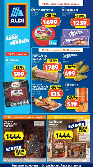 Akciós újság Aldi - Aldi érvényes 10.29.-tól 11.04.-ig - 1 oldal