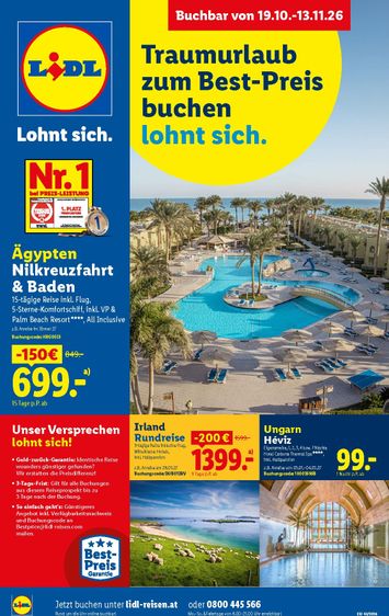 Lidl-Flugblatt - Lidl - Reisen gültig ab 19.10. bis 13.11. - seite 1