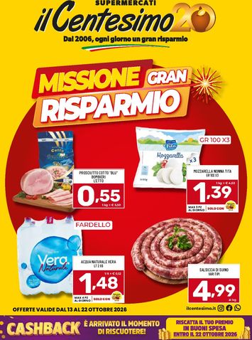 Volantino il Centesimo - il Centesimo valido dal 13/10 al 22/10 - pagina 1