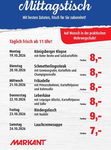 Prospekt Markant - Markant Freu Dich Drauf - Mittagstisch gültig ab 19.10. bis 24.10. - seite 1