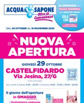 Acqua e Sapone - Nuova Apertura Castelfidardo valido da giovedì 29/10/2026