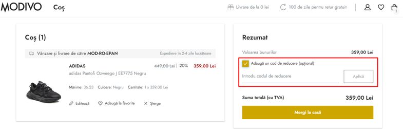 Cod reducere Modivo