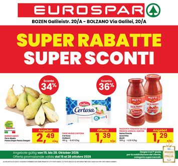 Volantino Eurospar - Eurospar - Bozen, Bolzano valido dal 15/10 al 28/10 - pagina 1