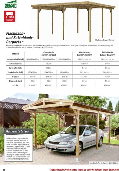 Prospekt toom - Toom - Gartenhäuser & Carports gültig ab 01.03. bis 31.12. - seite 66