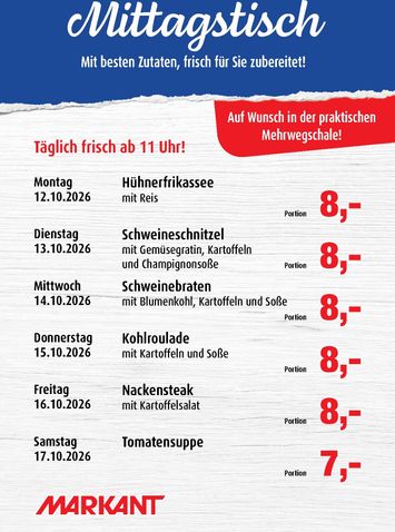 Prospekt Markant - Markant Freu Dich Drauf - Mittagstisch gültig ab 12.10. bis 17.10. - seite 1