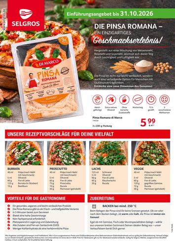 Prospekt Selgros - Selgros - Pinsa Romana gültig ab 15.10. bis 31.10. - seite 1