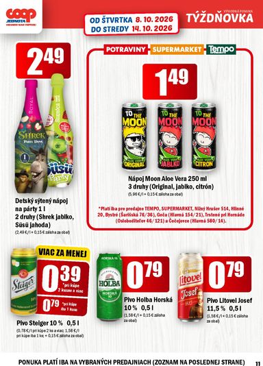 Leták COOP Jednota - COOP Jednota - Vranov nad Topľou od 08.10. do 14.10. - strana 11