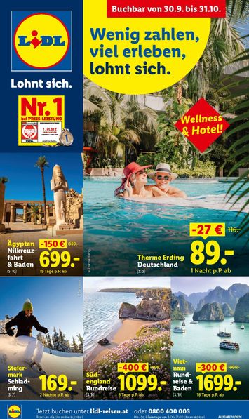 Lidl-Flugblatt - Lidl - Oktober Reise-Highlights gültig ab 30.09. bis 31.10. - seite 1