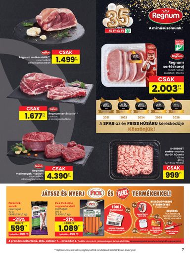 Akciós újság Spar - SPAR érvényes 10.29.-tól 11.04.-ig - 7 oldal