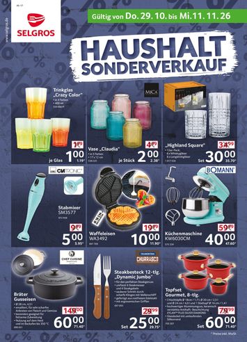 Prospekt Selgros - Selgros - Haushalt Sonderverkauf gültig ab 29.10. bis 11.11. - seite 1